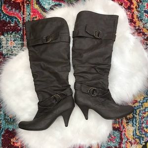 Brown heeled boots